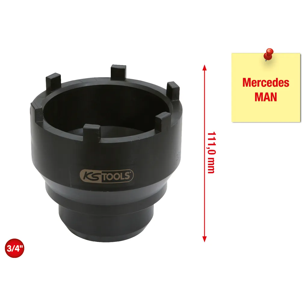 3/4" NAAFMOERSLEUTEL MET 6 TAPPEN VOOR MERCEDES EN MAN, 95115 MM