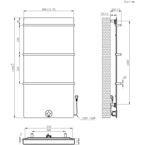 BESTDESIGN BRENNERWHITE ELEKTRISCHE RADIATOR WIT 750W