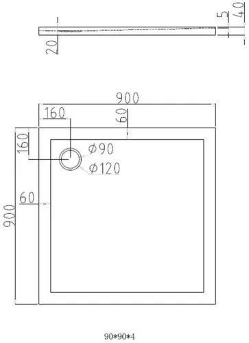BESTDESIGN DONA DOUCHEBAK LAAG  90 X 90 X 4 CM GLANS WIT