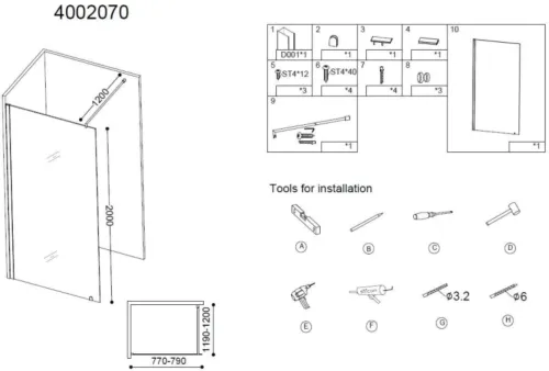 BESTDESIGN ERICO INLOOPDOUCHE  7779 X 200 CM NANOGLAS 8 MM