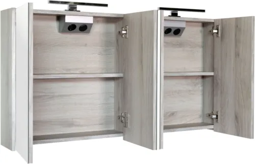 BESTDESIGN HAPPY SPIEGELKAST MET 2 X VERLICHTING MDF 120X60 CM GRIJ