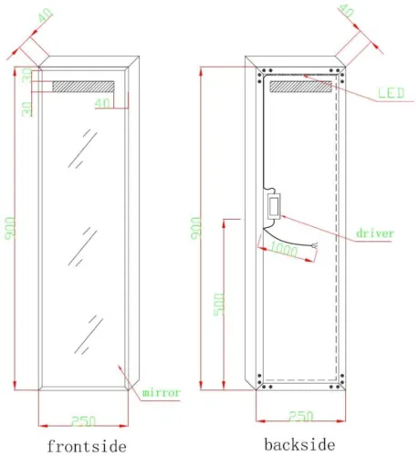 BESTDESIGN MIRACLE SPIEGEL MET LED  B25 X H90 CM ALUMINIUM
