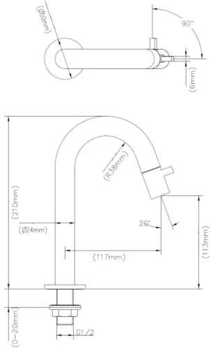 BESTDESIGN NERO TOILETKRAAN FOLO MAT ZWART