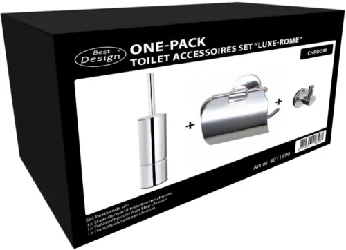 BEST DESIGN ONE PACK TOILETACCESSOIRESSET LUXE ROME CHROOM