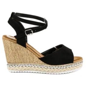 Best Shoes Sandalen met sleehak zwart