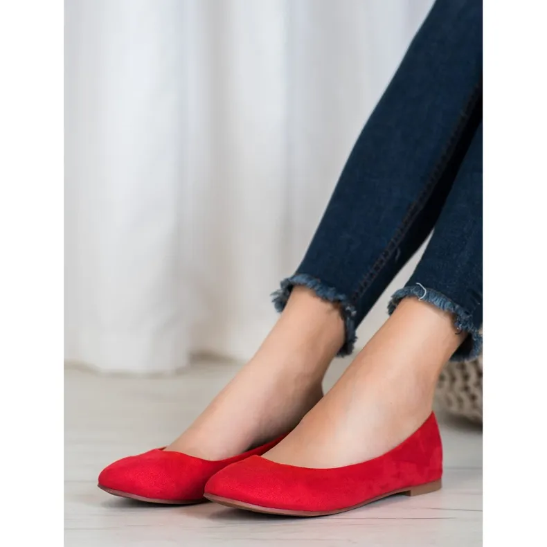 Best Shoes Suède ballerina's rood