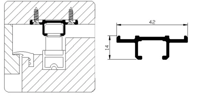 BOVENRAIL ALUMINIUM GEANODISEERD EV1 GEBOORD RB.278.G LENGTE: 6,6 METER