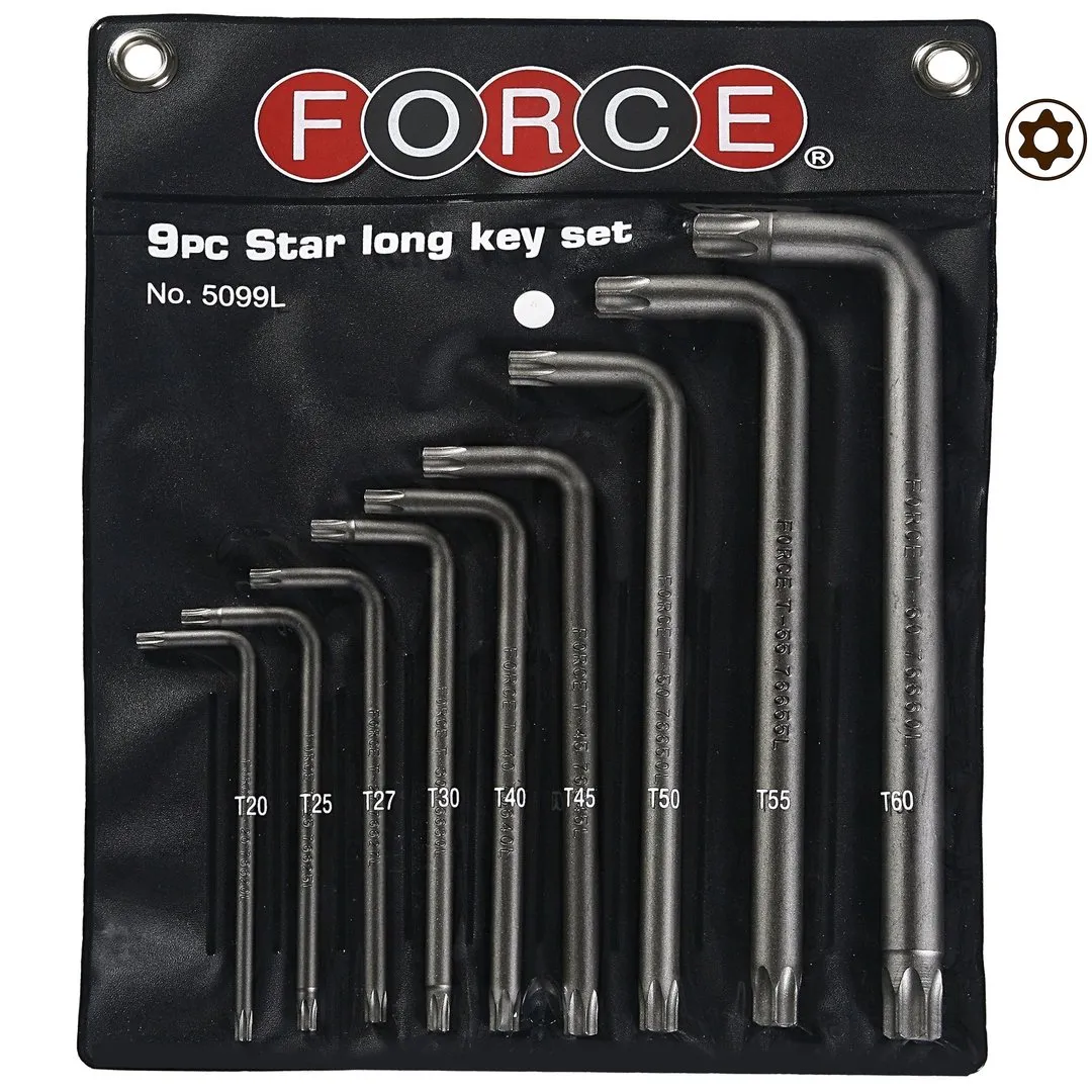 FORCE 5099LT Haakse Resistorx sleutelset 9 delig