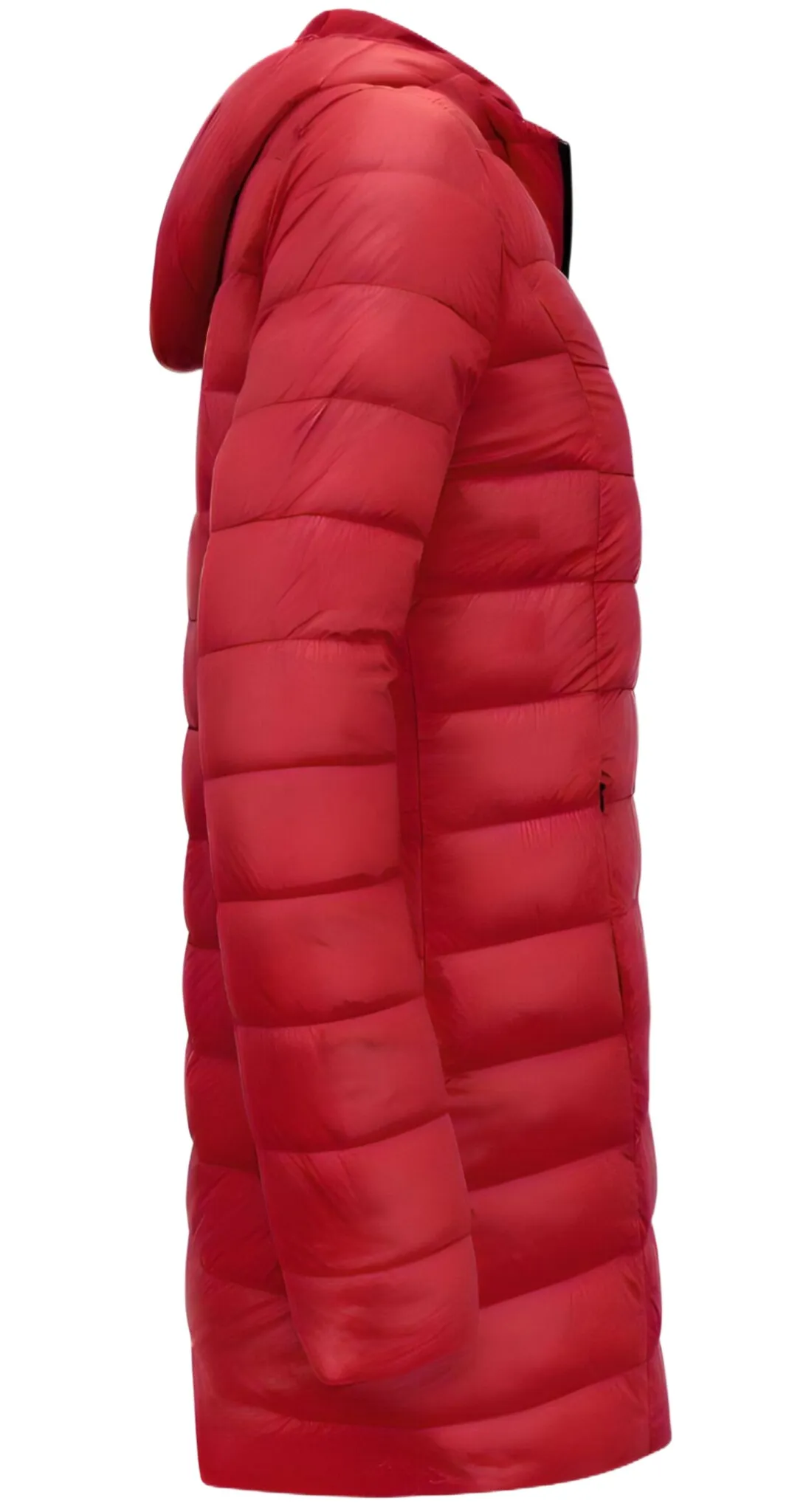 PUFFER JACKET DAMES LANG GEWATTEERD  SLIM FIT  ROOD