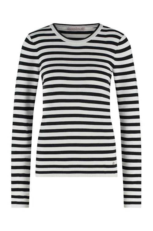 Studio Anneloes, 91500 Luna stripe pullover, 1190 off white/black