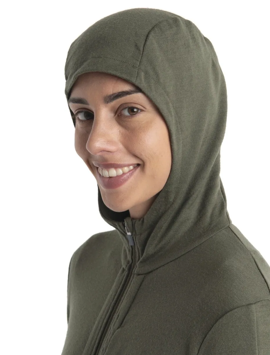 Trui Icebreaker Women Quantum III LS Zip Hood Loden